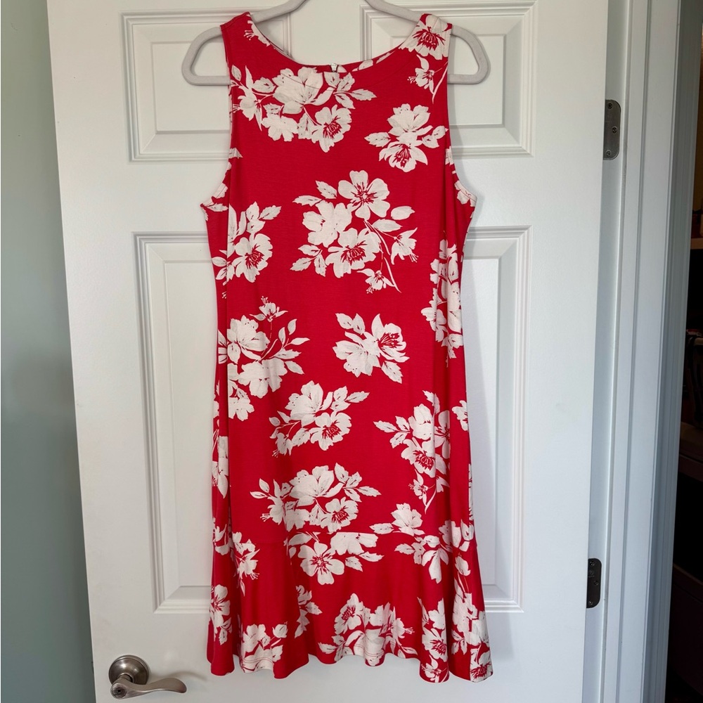 Tommy Bahama Coral White Floral Tank Dress L